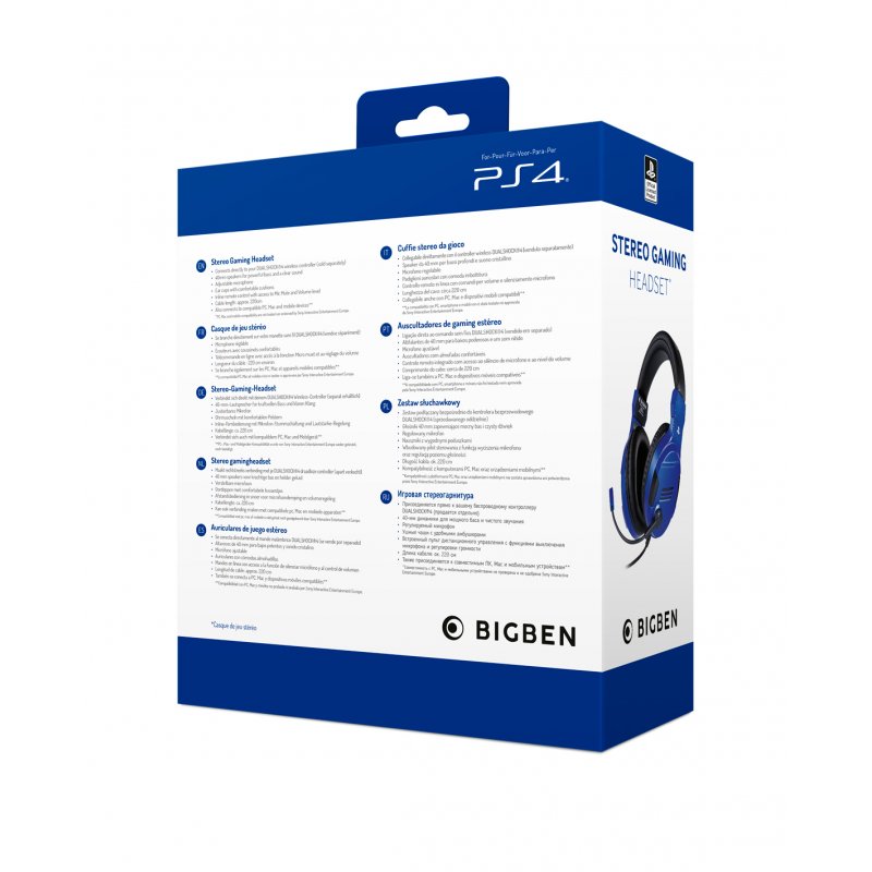 BigBen Interactive PS4 Gaming Headset V3 Blue Headset Sony