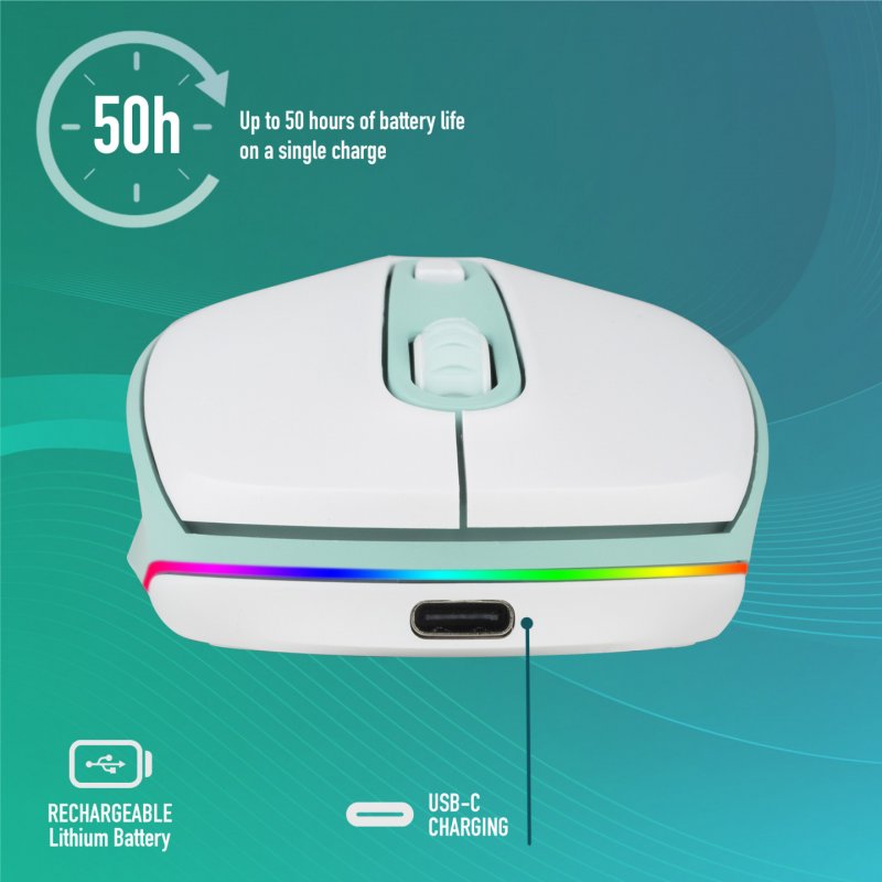 Souris sans fil rechargeable NGS Led SmogMint-RB Multimode
