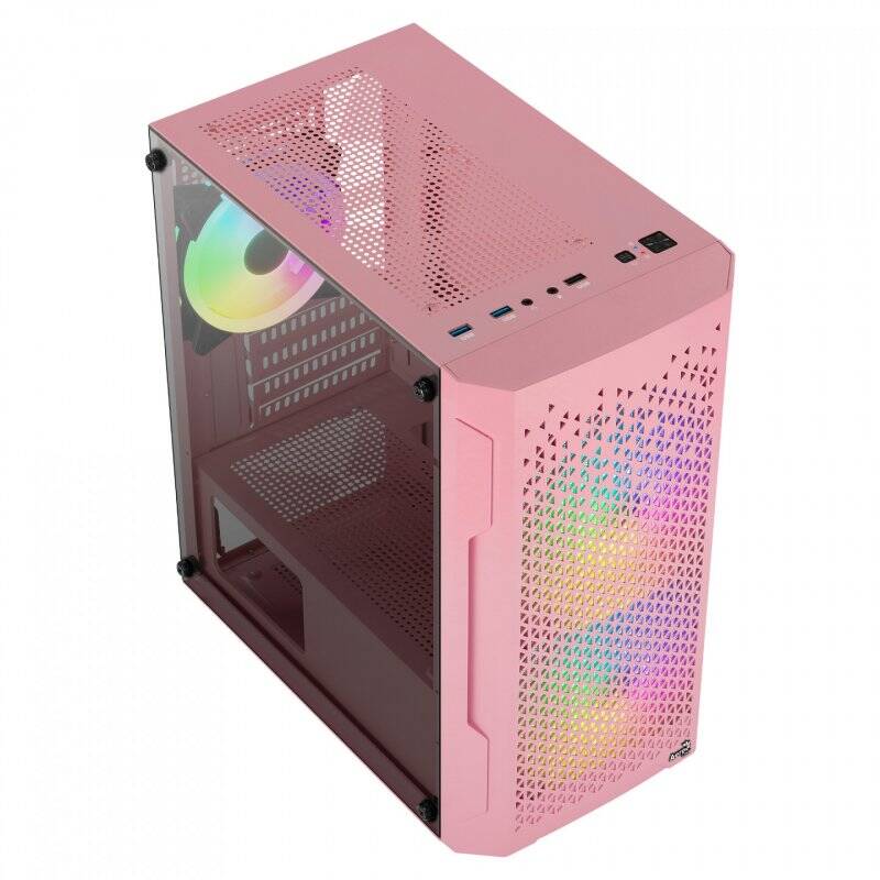 Aerocool Trinity Mini-Tower V3, Tempered Glass - pink